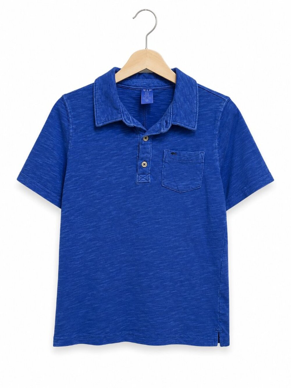 Carters Boys Blue Slub Knit Cotton‎ Short Sleeve Polo Shirt Shark Logo Size 7
